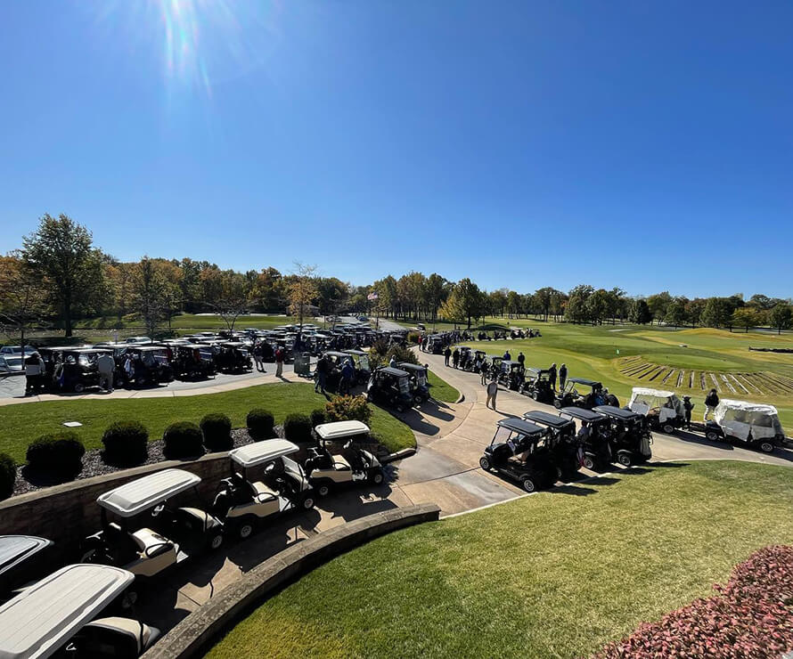 golf carts lined up